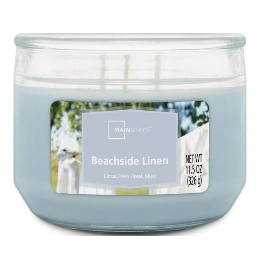 Home Fragrance Fresh Linen - 3 Fitilli Kokulu Cam Kavanoz Mum,